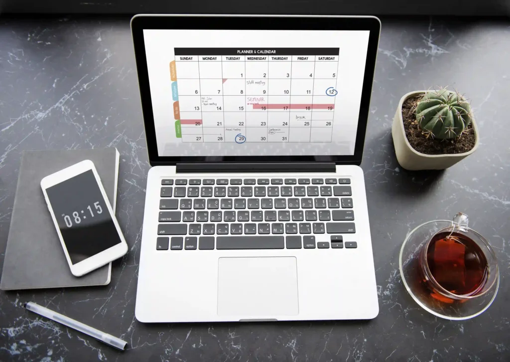 Calendario para gestión de redes sociales.