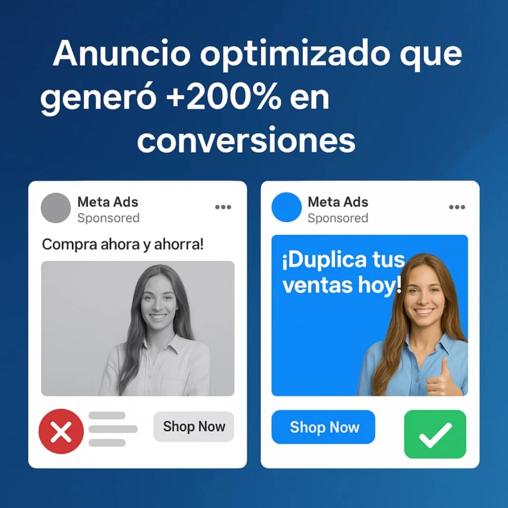 Ejemplo de anuncio optimizado en Meta Ads con copy persuasivo y diseño atractivo