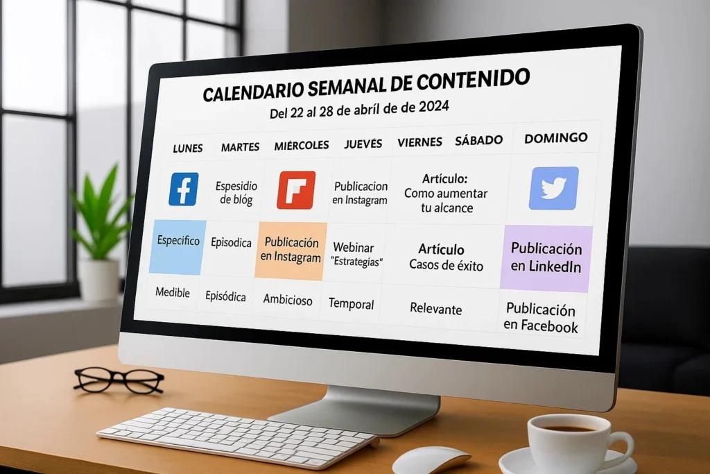 Calendario editorial para administrar redes sociales
