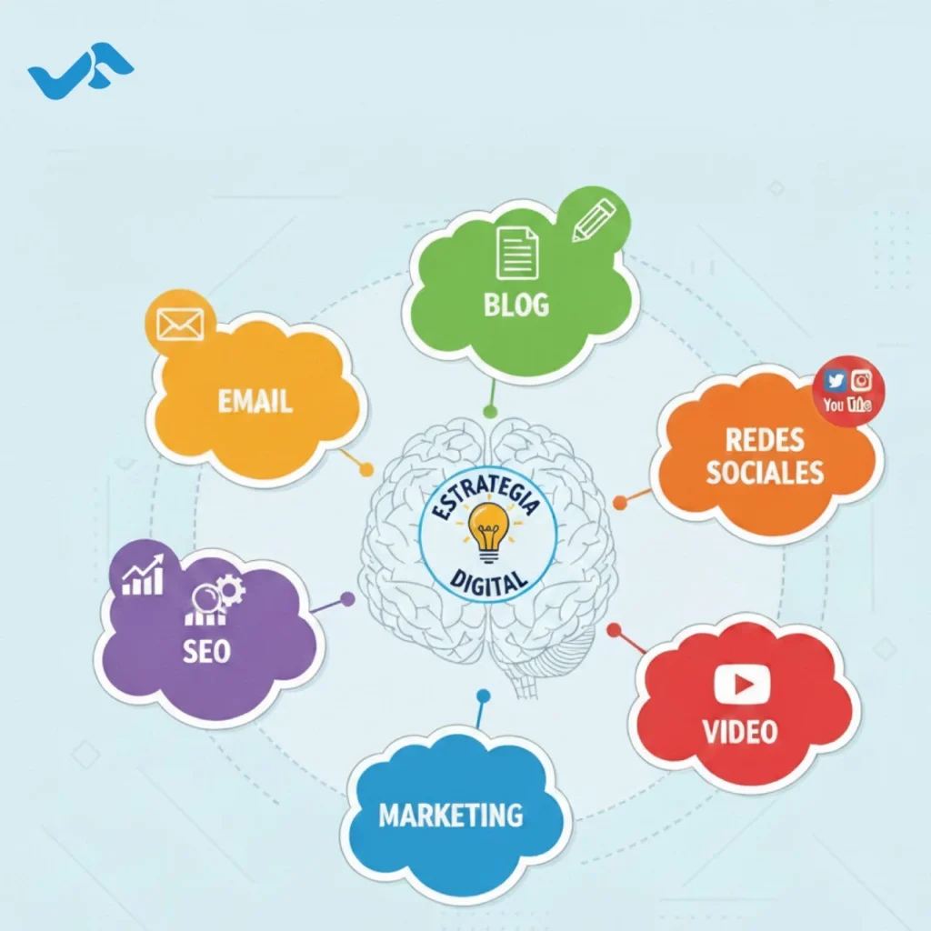 Componentes principales de una estrategia de contenido digital efectiva.