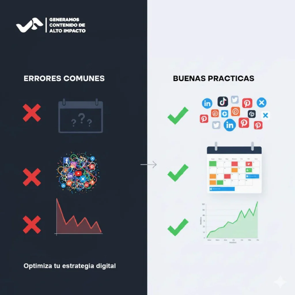 Errores comunes en el manejo de redes sociales para pymes.