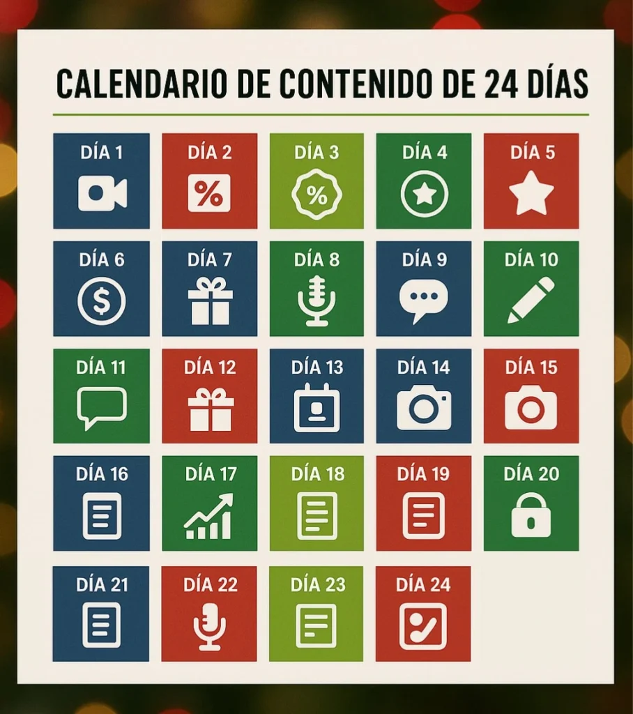 Calendario de Adviento digital para la Planificación de Redes Sociales para Empresas en Navidad.