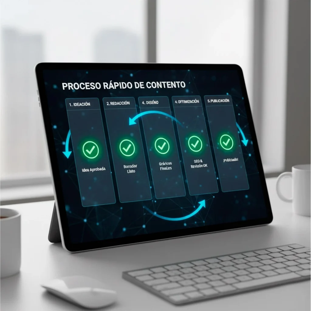 Proceso Rápido de Contenido y checklist de SEO para maximizar la eficiencia.
