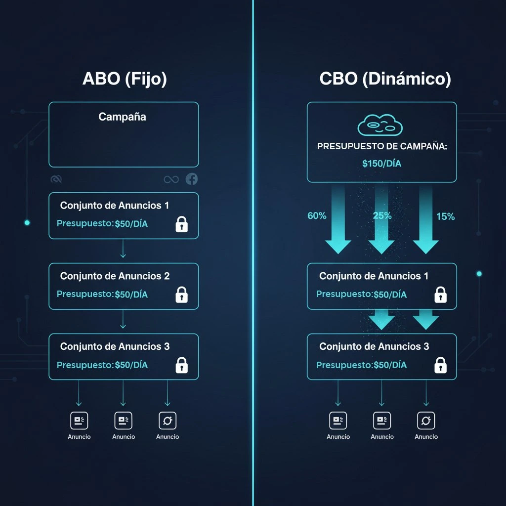 Estrategia CBO (Campaign Budget Optimization) vs. ABO para la Optimización de Campañas de Facebook Ads para Escalar.