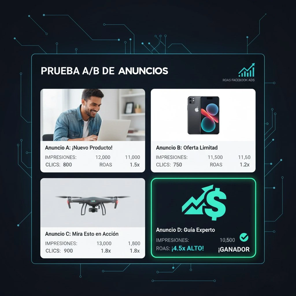 Método avanzado de Testeo de Creatividades para mejorar el ROAS en Facebook Ads.