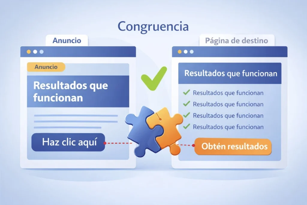 Prueba de Congruencia Anuncio-Landing Page para Optimización de Conversiones en Meta Ads y mejora de la calidad.