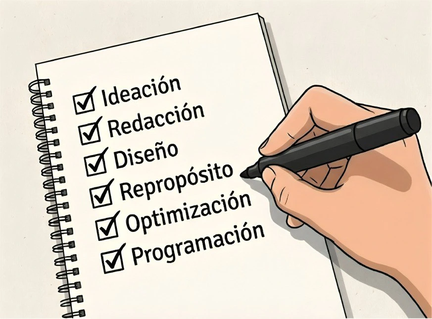 Checklist de 5 puntos del Workflow de Contenido y el Proceso Rápido para asegurar la Consistencia y Calidad.