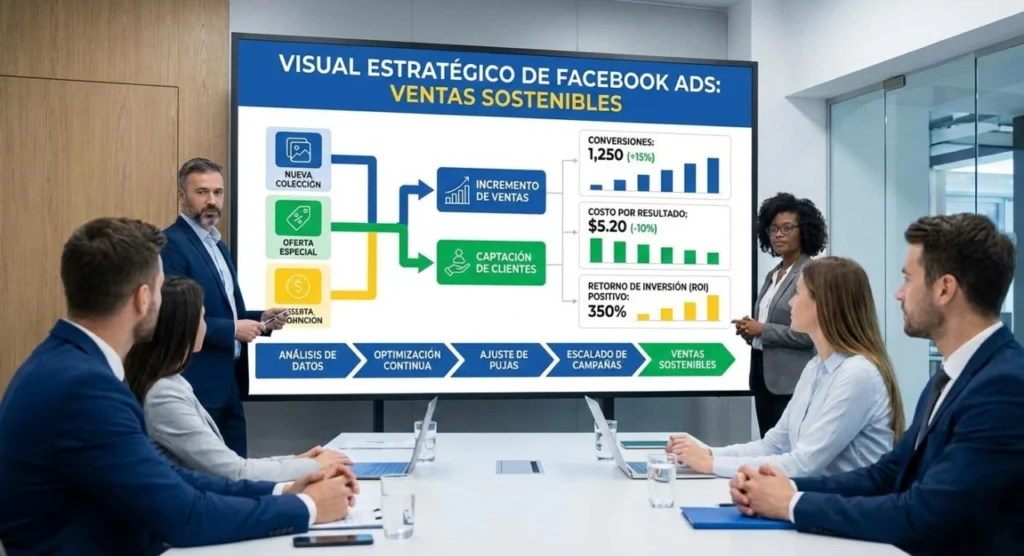 Estrategia de Facebook Ads para empresas enfocada en conversiones y ROI