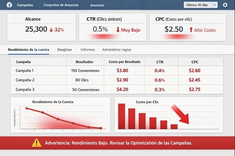 Campañas de publicidad Facebook Ads sin ventas ni resultados