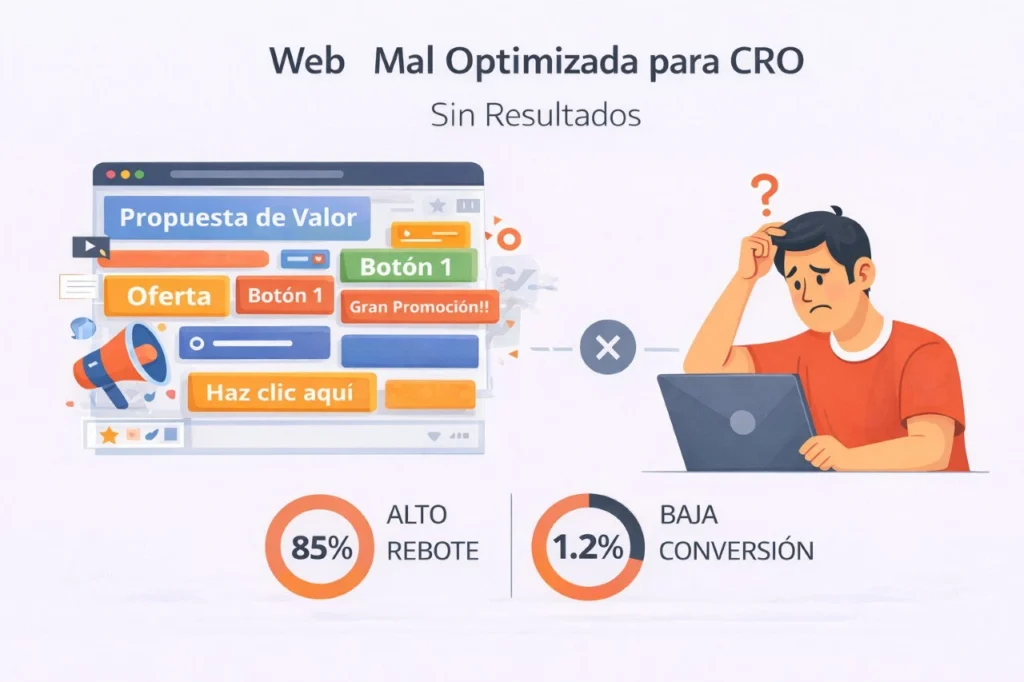 baja tasa de conversión en sitios web