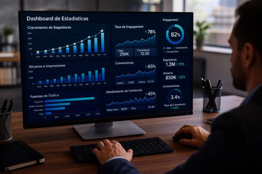 gestión en redes sociales basada en métricas y análisis de estrategia en redes sociales