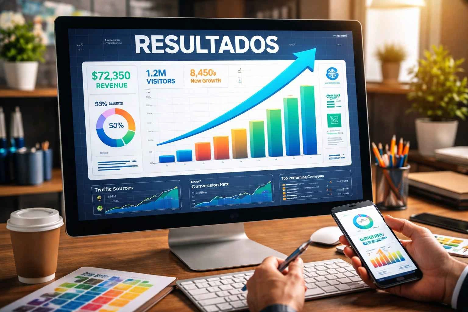 Resultados marketing digital crecimiento ventas grafico