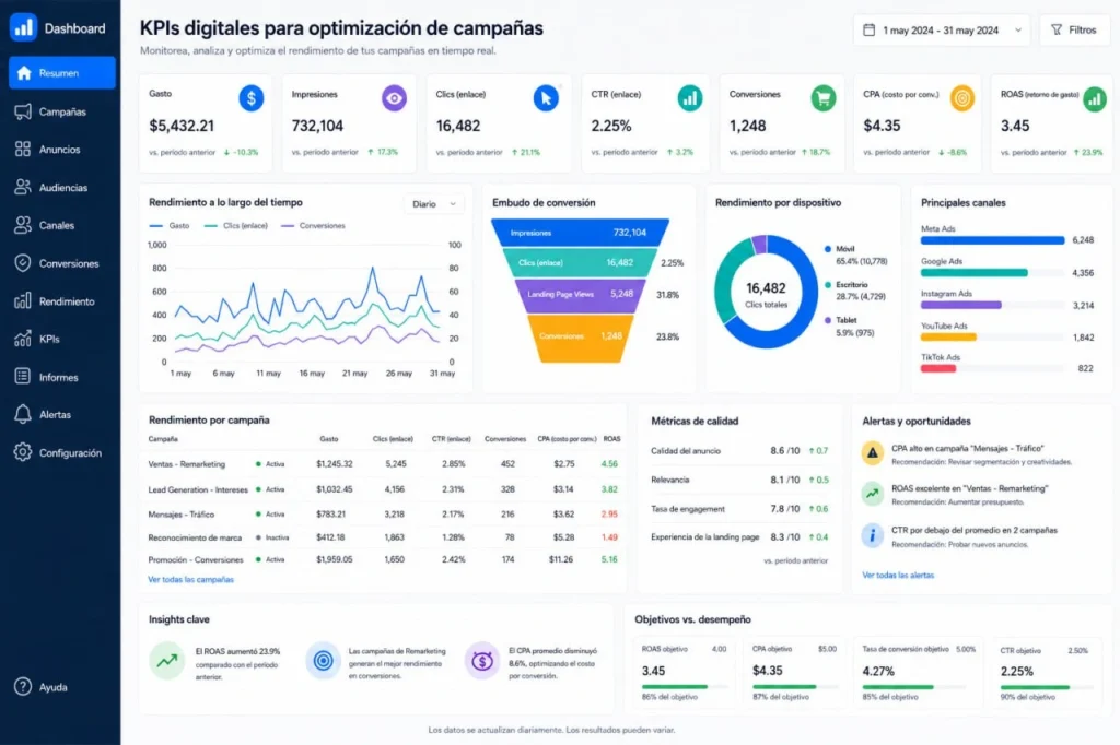 indicadores de rendimiento publicitario