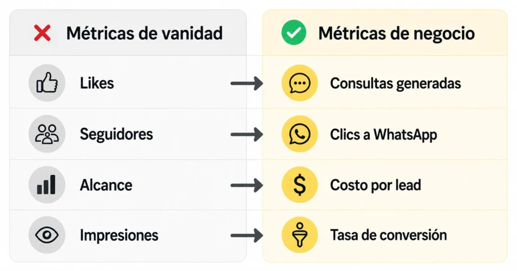 Diferencia entre métricas de vanidad y métricas de negocio en redes sociales