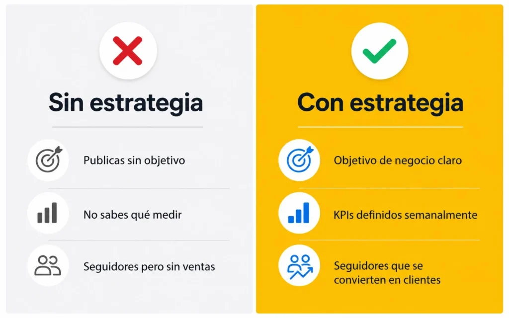 Diferencia entre publicar en redes sociales y tener una estrategia digital
