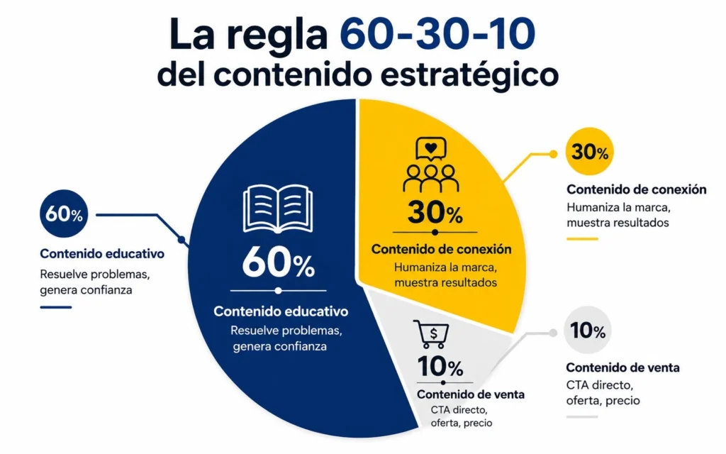 Regla 60-30-10 para calendario de contenido en redes sociales