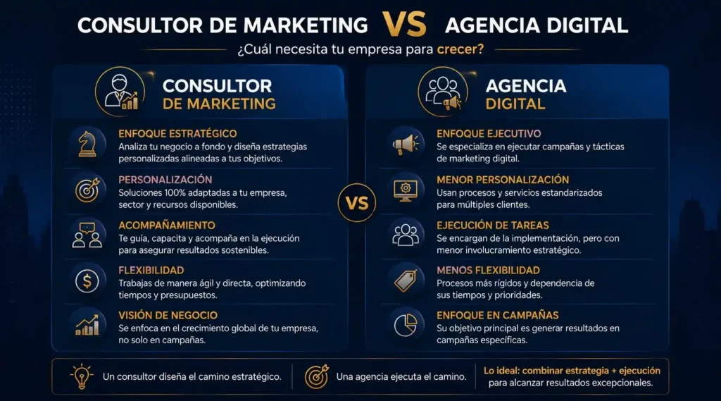 Diferencias entre consultor de marketing y agencia digital