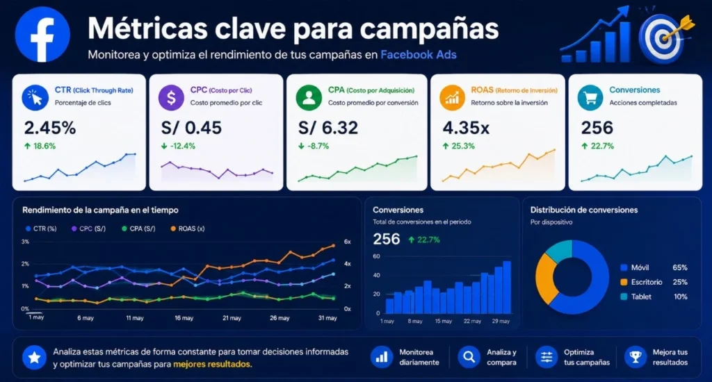 Métricas para medir campañas publicitarias Facebook Perú