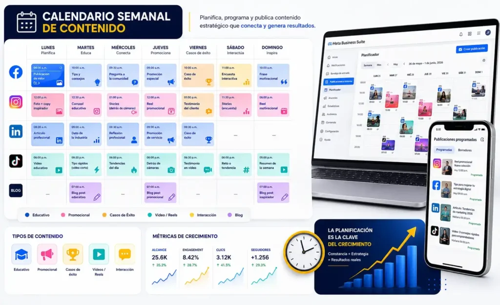 Calendario semanal de publicaciones para empresas en Lima