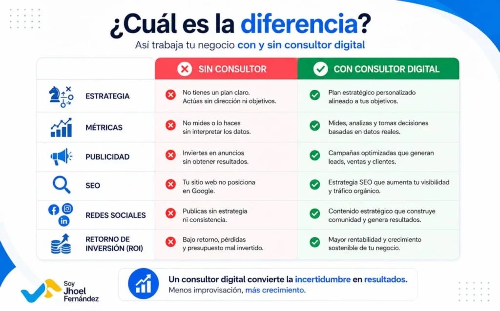 Diferencias entre gestionar el marketing internamente y contratar un consultor digital